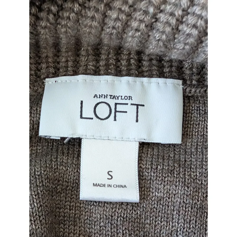 LOFT Merino Wool Blend Cowl Neck Sweater Dress S Brown Y2K Office Siren - Picture 8 of 9